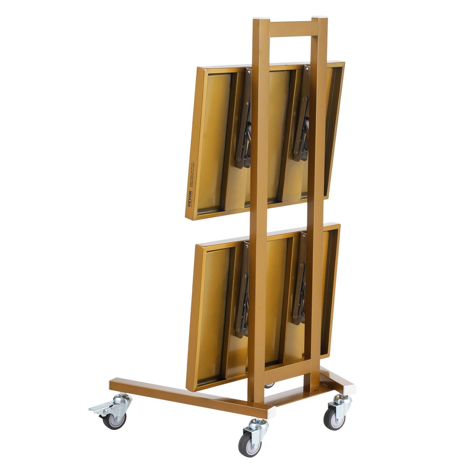 VEVOR 2 Tiers Stainless Steel Lab Carts, Lab Utility Cart with 2 Trays, Mobile Medical Cart with 4 Silent Wheels, Lab Rolling Cart for Lab, Clinic, Hospital, Salon, Golden