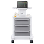 VEVOR 4 Tiers Lab Carts, Lab Utility Cart with 3 Drawers & 1 Top Tray, Mobile Medical Cart with ABS Material, Lab Rolling Cart with 4 Silent Wheels for Lab, Clinic, Hospital, Salon, White