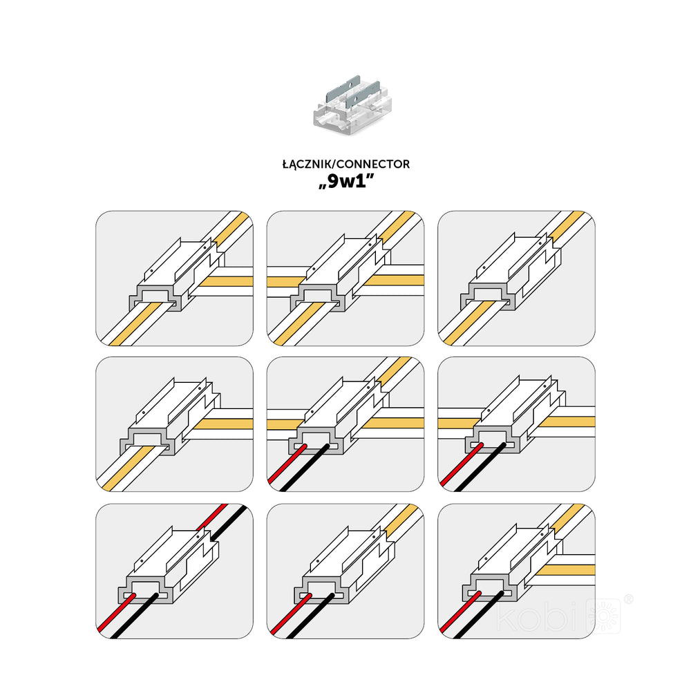 Connector 9 in 1 for LED stripe COB 8mm Kobi