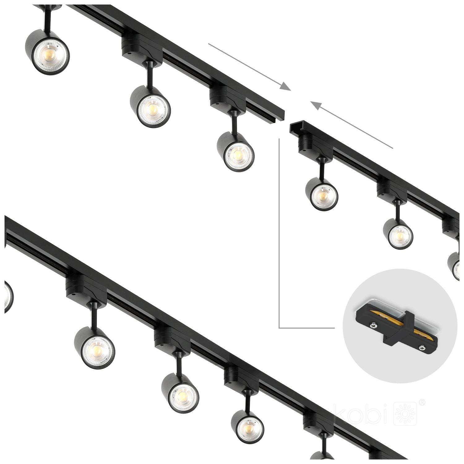 Inner connector for 1-circuit track I black Kobi