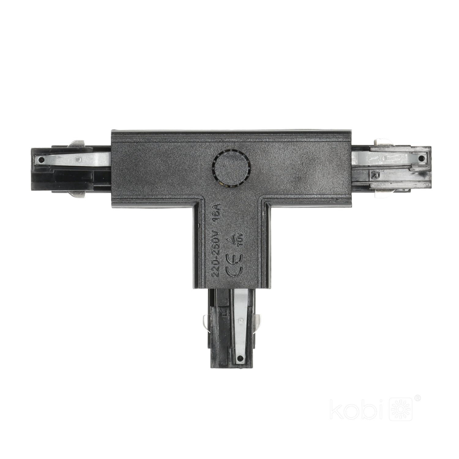 Connector for 3-circuit track T RIGHT black Kobi