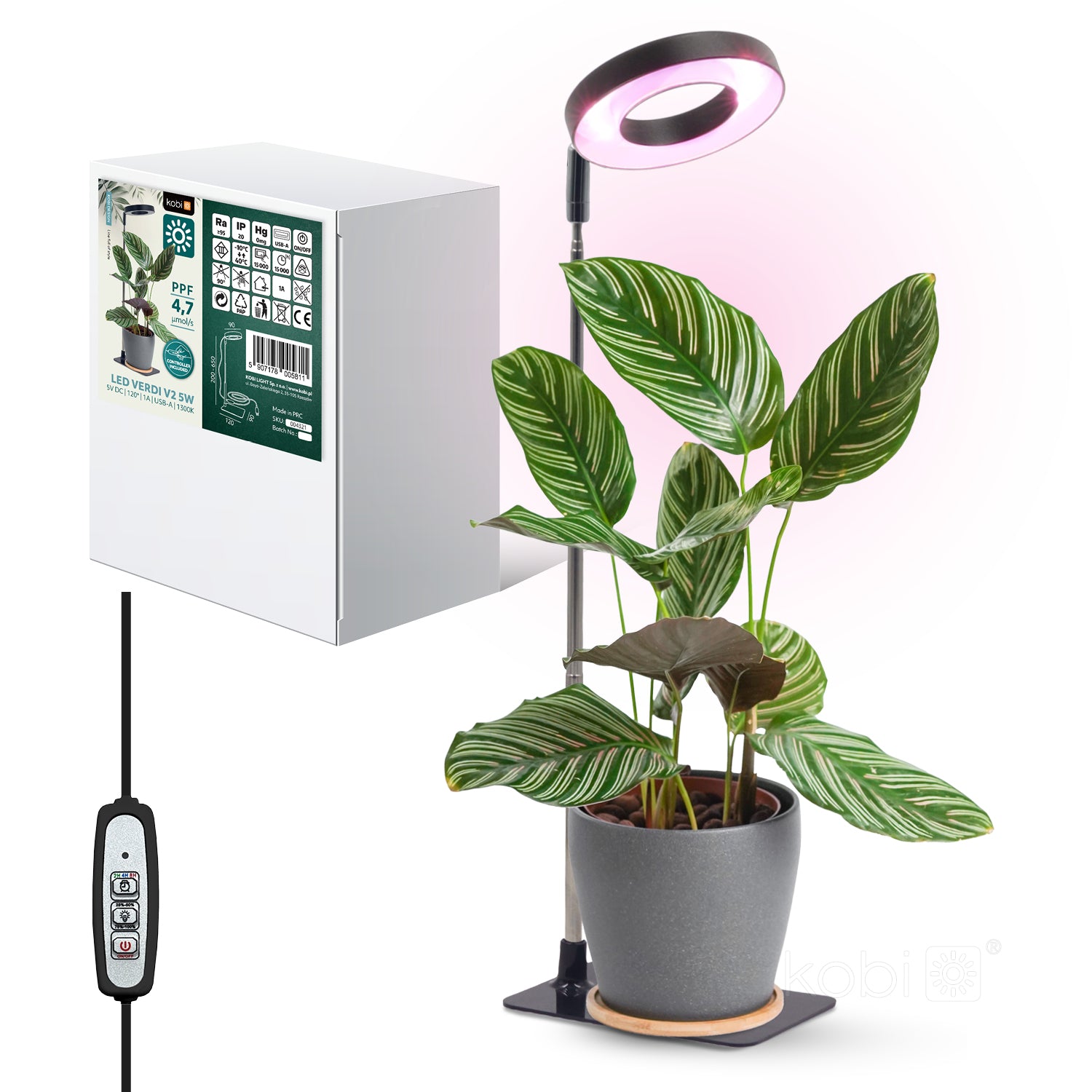 Plant grow light LED VERDI V2 5W 1300K black Kobi Design