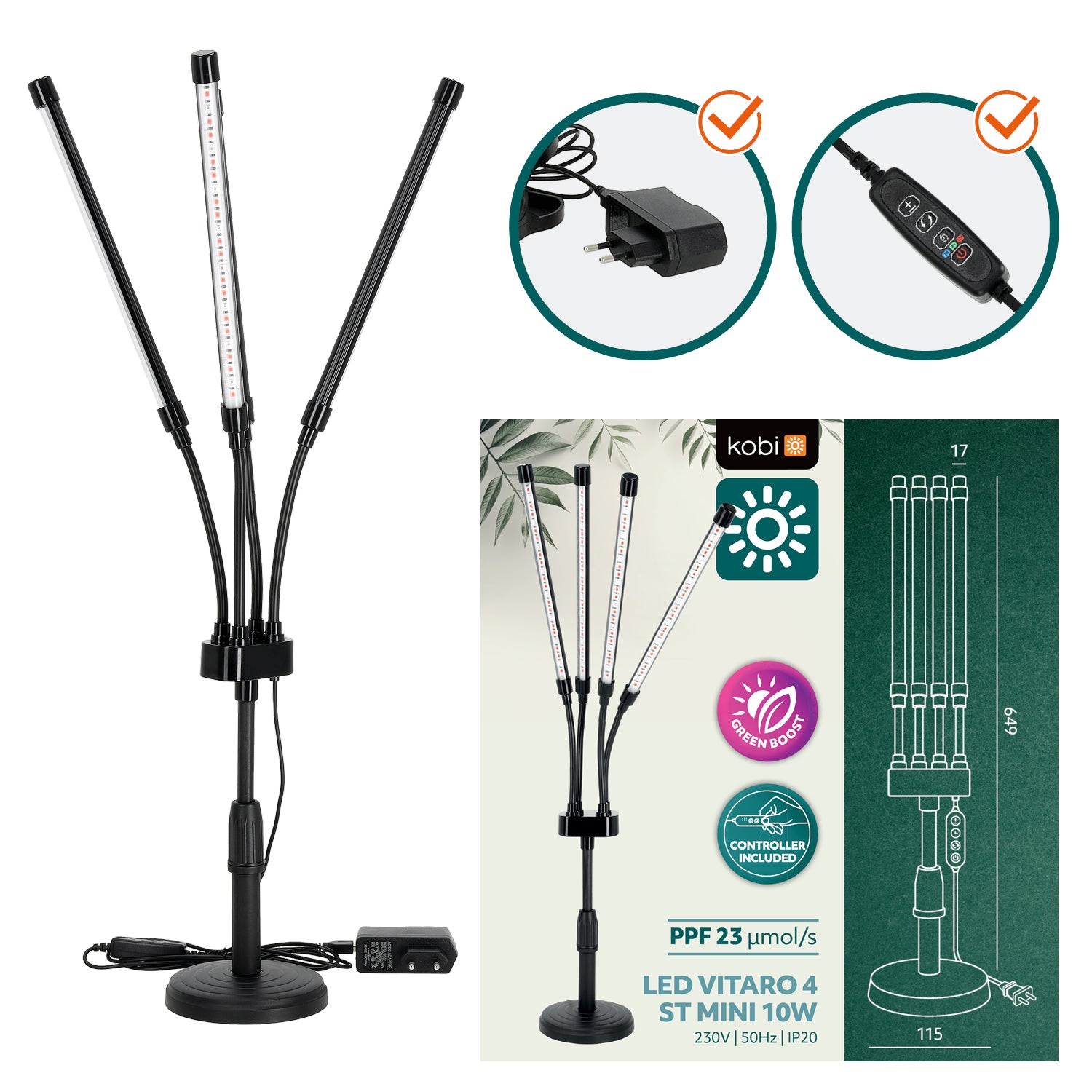 LED grow lamp LED VITARO 4 ST MINI 10W Kobi Design