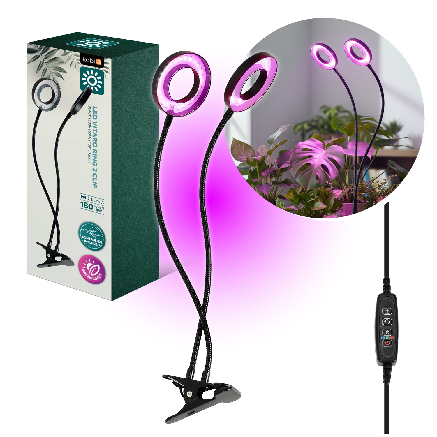 LED grow lamp LED VITARO RING 2 CLIP 8W Kobi Design