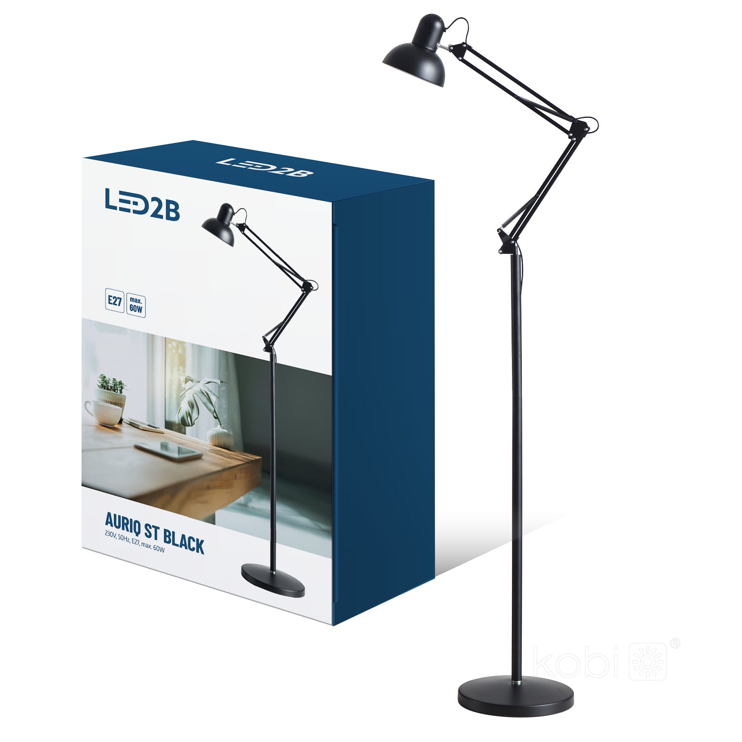 Floor lamp AURIQ ST 1xE27 black LED2B