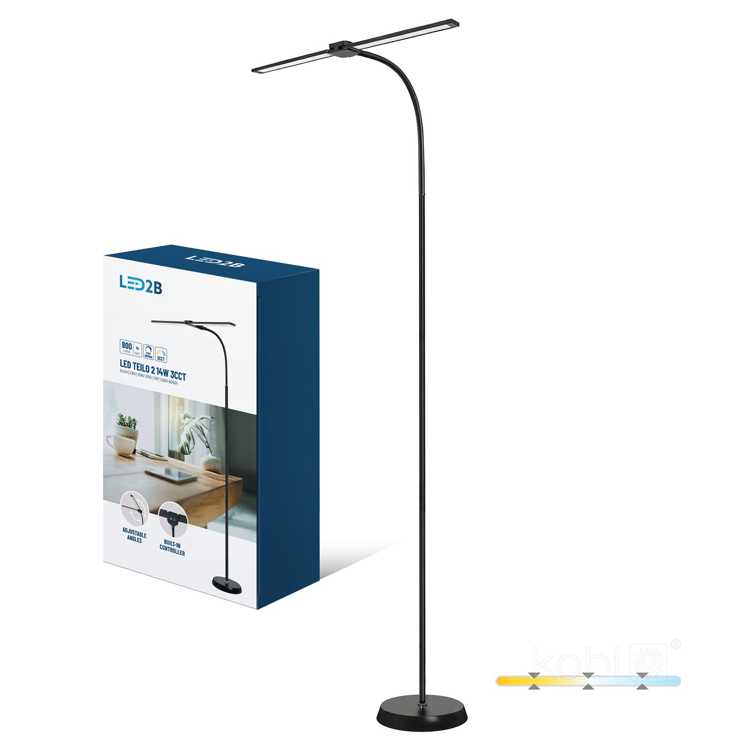 Floor lamp TEILO 2 14W 3CCT black LED2B