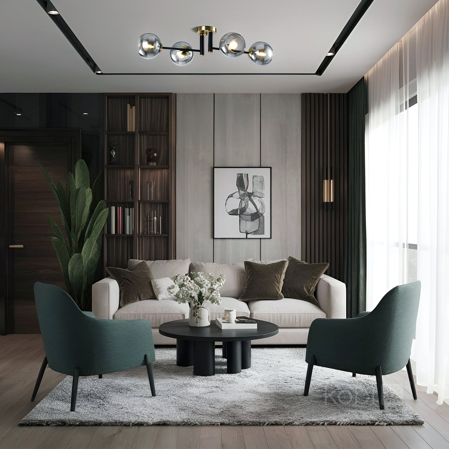 Ceiling lamp GLOBE ELEGANCE SMOKE S4 4xE14 Kobi Design