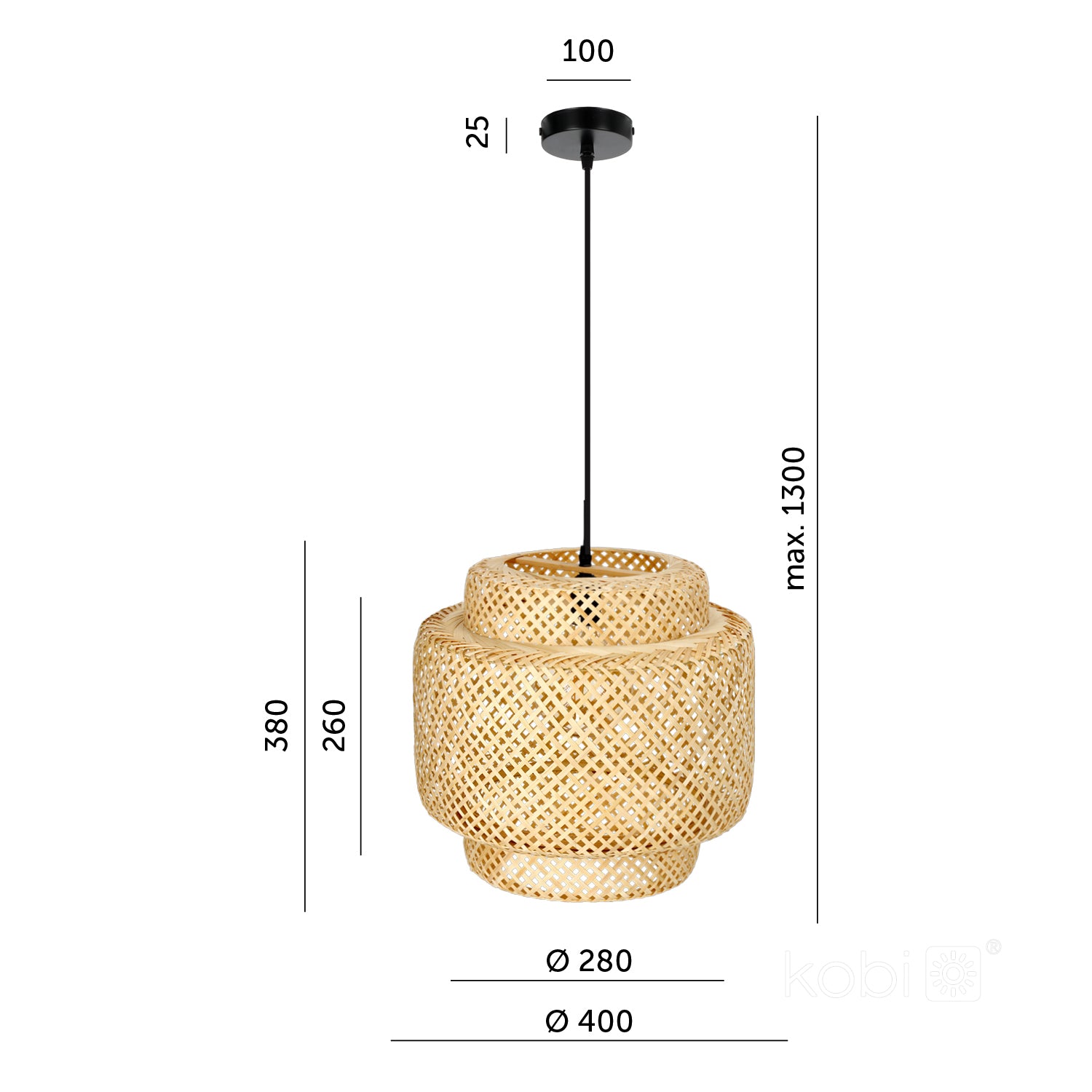 Hanging lamp DATURA BAMBOO 1xE27 LLS