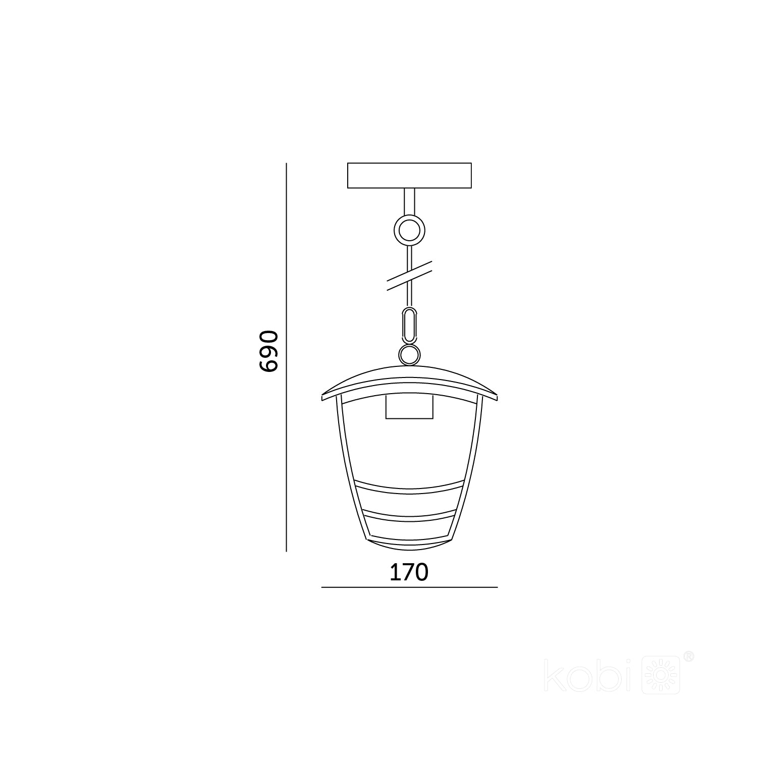 Garden hanging lamp TEVIO W 1xE27 IP54 black LED2B
