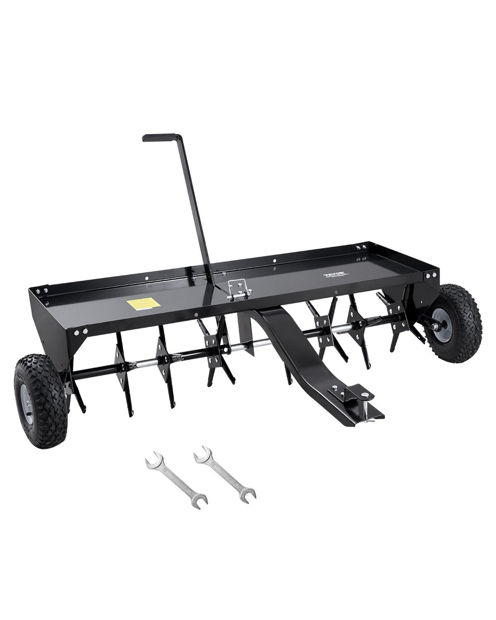 VEVOR Tow Behind Plug Aerator, 48-Inch Tow Behind Lawn Plug Aerator with Universal Hitch, Pull Behind Aerator with Iron Spikes Alternately Arranged, Lawn Aerator Tow Behind for Gardens, Lawns, Farms