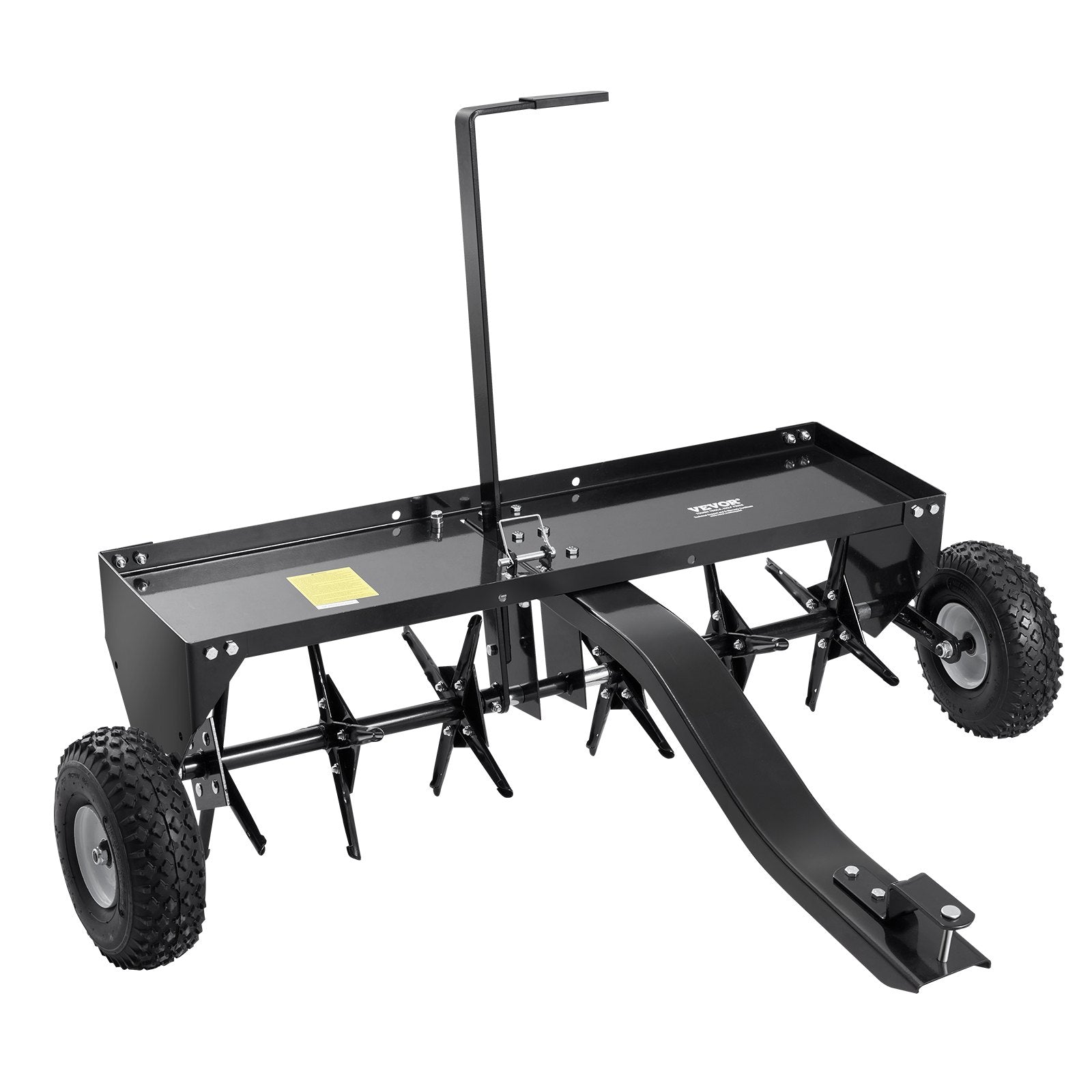 VEVOR Tow Behind Plug Aerator, 40-Inch Tow Behind Lawn Plug Aerator with Universal Hitch, Pull Behind Aerator with Iron Spikes Alternately Arranged, Lawn Aerator Tow Behind for Gardens, Lawns, Farms