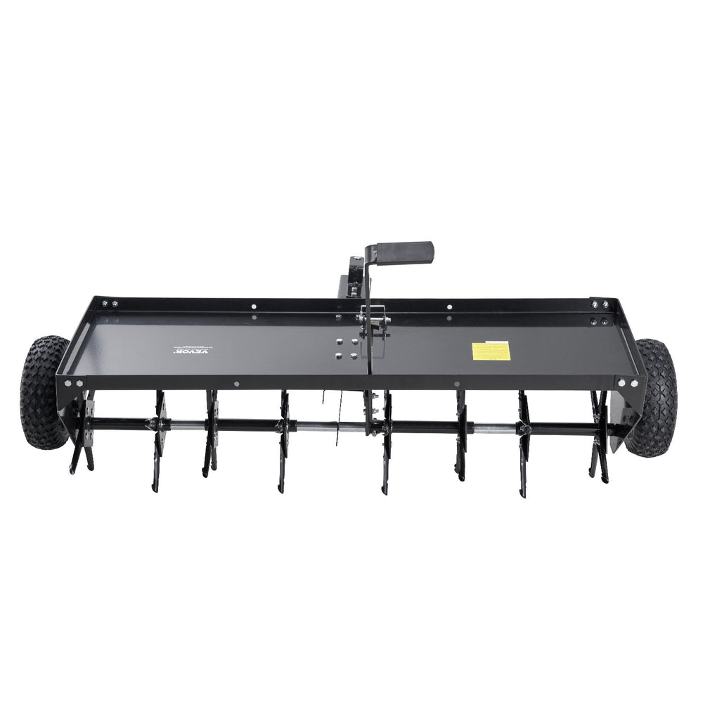 VEVOR Tow Behind Plug Aerator, 48-Inch Tow Behind Lawn Plug Aerator with Universal Hitch, Pull Behind Aerator with Iron Spikes Alternately Arranged, Lawn Aerator Tow Behind for Gardens, Lawns, Farms