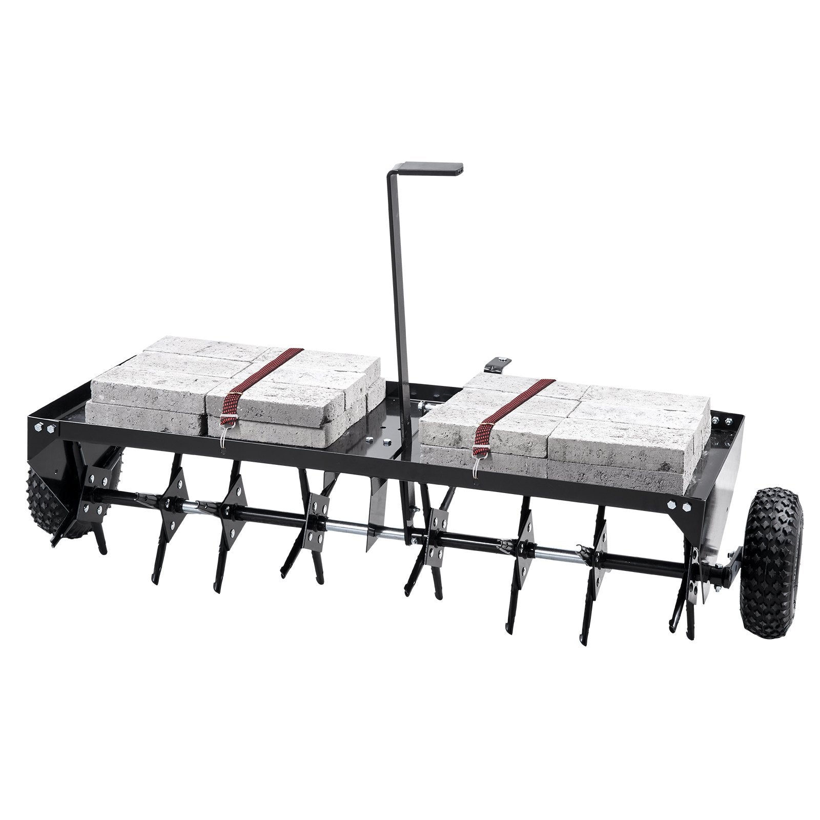 VEVOR Tow Behind Plug Aerator, 48-Inch Tow Behind Lawn Plug Aerator with Universal Hitch, Pull Behind Aerator with Iron Spikes Alternately Arranged, Lawn Aerator Tow Behind for Gardens, Lawns, Farms