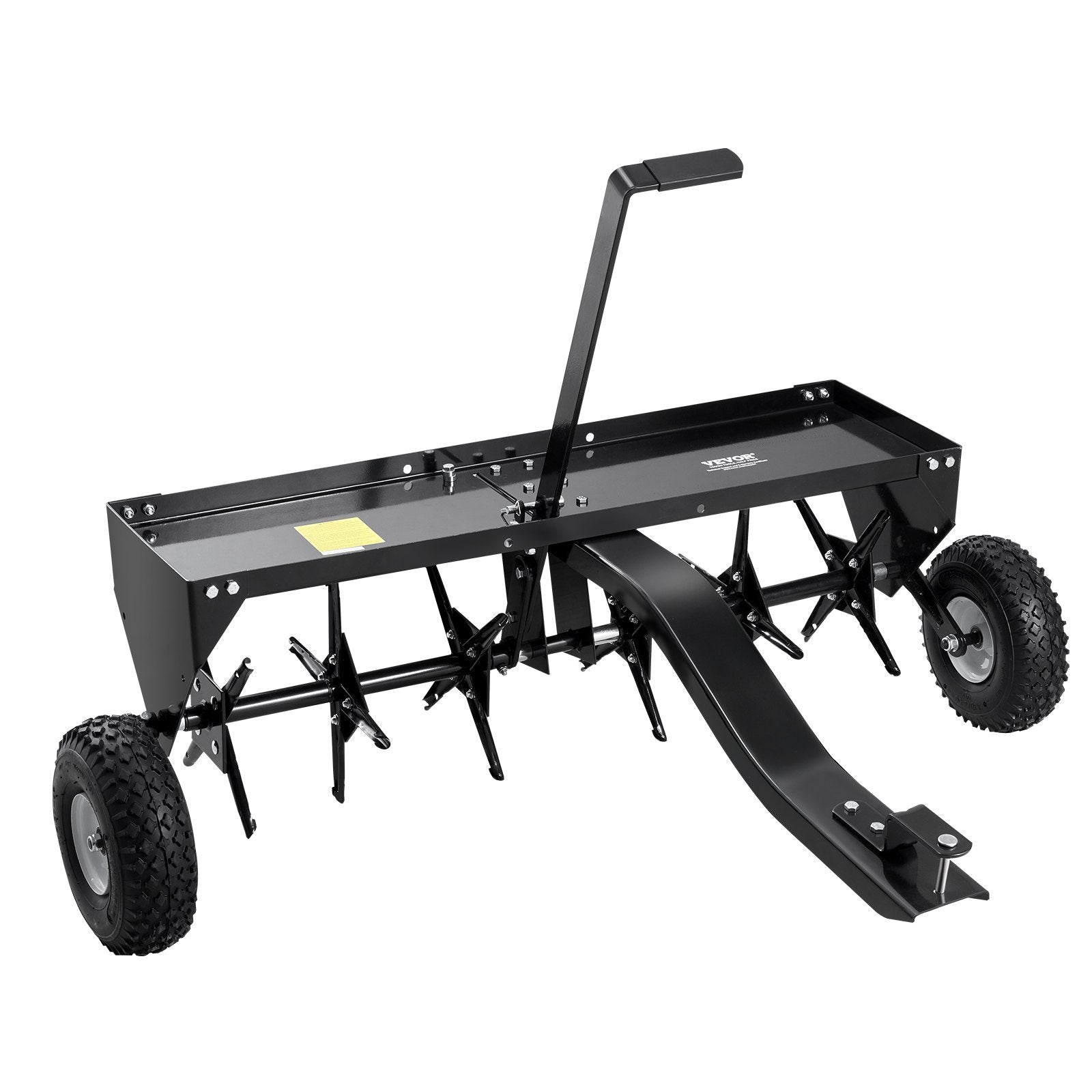 VEVOR Tow Behind Plug Aerator, 40-Inch Tow Behind Lawn Plug Aerator with Universal Hitch, Pull Behind Aerator with Iron Spikes Alternately Arranged, Lawn Aerator Tow Behind for Gardens, Lawns, Farms