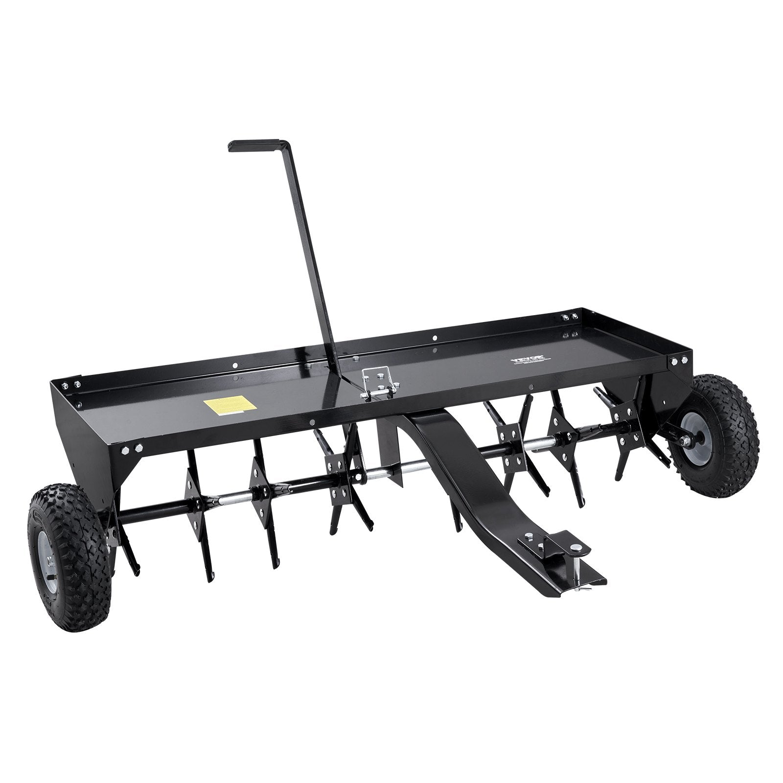 VEVOR Tow Behind Plug Aerator, 48-Inch Tow Behind Lawn Plug Aerator with Universal Hitch, Pull Behind Aerator with Iron Spikes Alternately Arranged, Lawn Aerator Tow Behind for Gardens, Lawns, Farms