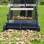 VEVOR Push Lawn Sweeper, 26-inch Leaf & Grass Collector, Strong Rubber Wheels & Heavy Duty Thickened Steel, Durable to Use with Large Capacity 7 cu. ft. Mesh Collection Hopper Bag, 4 Spinning Brushes