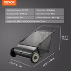 VEVOR Push Lawn Sweeper, 26-inch Leaf & Grass Collector, Strong Rubber Wheels & Heavy Duty Thickened Steel, Durable to Use with Large Capacity 7 cu. ft. Mesh Collection Hopper Bag, 4 Spinning Brushes