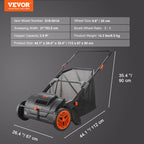 VEVOR Push Lawn Sweeper, 21inch Leaf & Grass Collector, Strong Plastic Wheels & Heavy Duty Thickened Steel Durable to Use with Large Capacity 3.5 cu. ft. Mesh Collection Hopper Bag, 2 Spinning Brushes