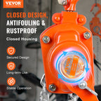 VEVOR Manual Lever Chain Hoist, 1/4 Ton 550 lbs Capacity 1.5m Come Along, G80 Galvanized Carbon Steel with Weston Double-Pawl Brake, Auto Chain Leading & 360° Rotation Hook, for Garage Factory Dock