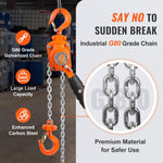 VEVOR Manual Lever Chain Hoist, 1/4 Ton 550 lbs Capacity 1.5m Come Along, G80 Galvanized Carbon Steel with Weston Double-Pawl Brake, Auto Chain Leading & 360° Rotation Hook, for Garage Factory Dock