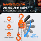 VEVOR Manual Lever Chain Hoist, 1/4 Ton 550 lbs Capacity 1.5m Come Along, G80 Galvanized Carbon Steel with Weston Double-Pawl Brake, Auto Chain Leading & 360° Rotation Hook, for Garage Factory Dock
