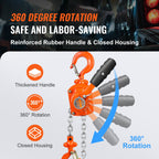 VEVOR Manual Lever Chain Hoist, 1/2 Ton 499.5 kg Capacity 1.5m Come Along, G80 Galvanized Carbon Steel with Weston Double-Pawl Brake, Auto Chain Leading & 360° Rotation Hook, for Garage Factory Dock