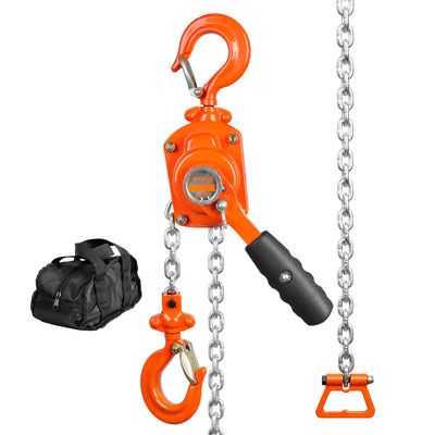 VEVOR Manual Lever Chain Hoist, 1/2 Ton 499.5 kg Capacity 3.05m Come Along, G80 Galvanized Carbon Steel with Weston Double-Pawl Brake, Auto Chain Leading & 360° Rotation Hook, for Garage Factory Dock