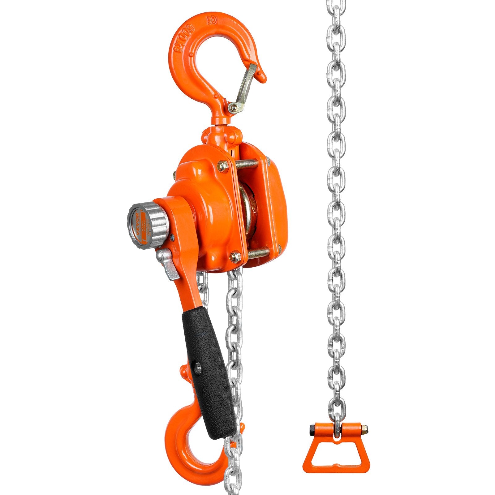 VEVOR Manual Lever Chain Hoist, 1/2 Ton 499.5 kg Capacity 3.05m Come Along, G80 Galvanized Carbon Steel with Weston Double-Pawl Brake, Auto Chain Leading & 360° Rotation Hook, for Garage Factory Dock