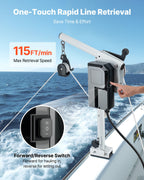 VEVOR Line Hauler Pot Puller, 12V DC 1200W, Line Hauler Winch Holds 90 kg Lift Capacity, Line Speed of 35 m/min, 360° Rotation & Corrosion-Resistant, Crab Pot Puller for Crab, Shrimp, Lobster Traps