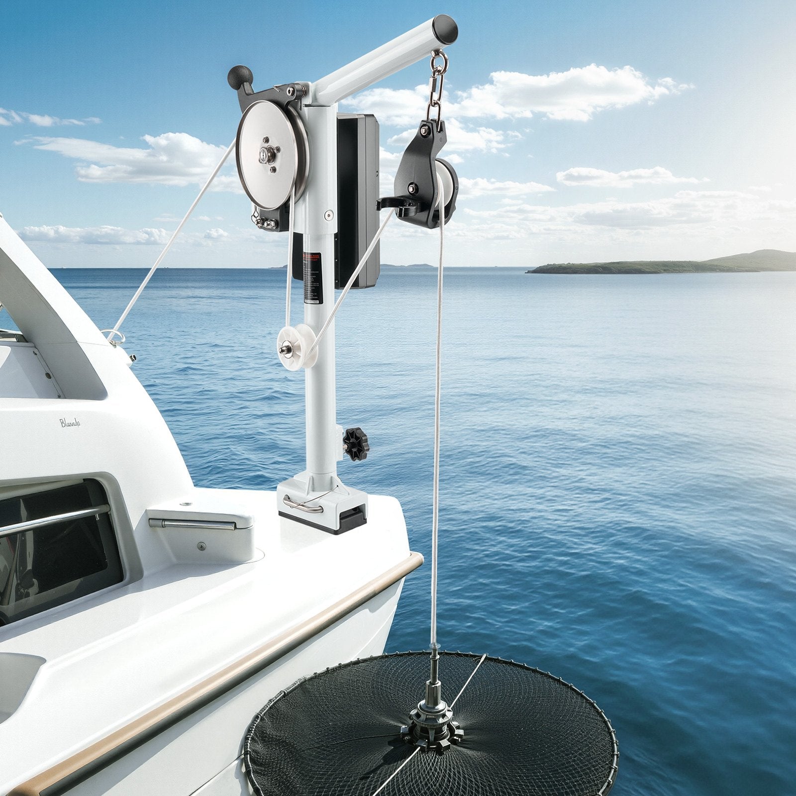 VEVOR Line Hauler Pot Puller, 12V DC 1200W, Line Hauler Winch Holds 90 kg Lift Capacity, Line Speed of 35 m/min, 360° Rotation & Corrosion-Resistant, Crab Pot Puller for Crab, Shrimp, Lobster Traps