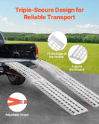 VEVOR Aluminum Ramps, 2000 lbs, 2Pcs Heavy-duty Ramps with Wider Ramp Surface, Universal Stable Loading Ramp with Handles, Fit for ATV, UTV, Motorcycle, Electric Bicycle, etc.