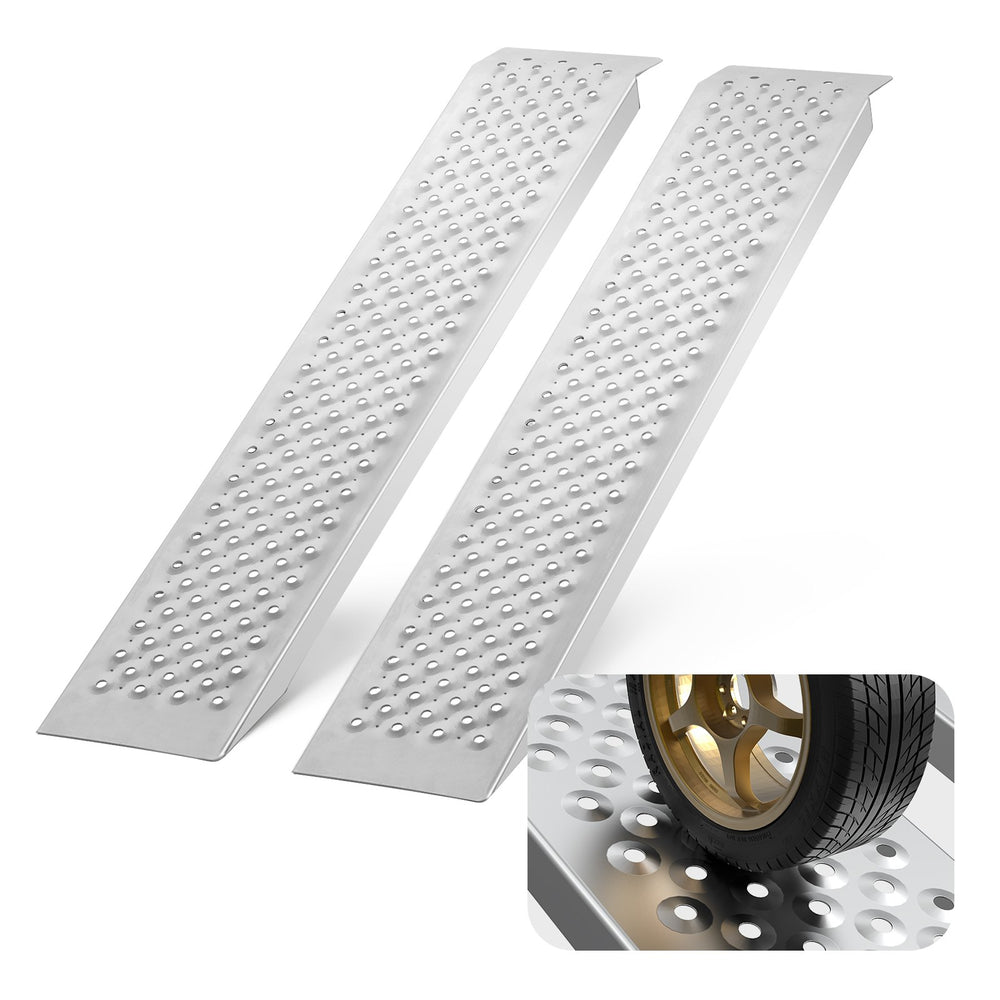 VEVOR Portable Loading Ramps, 2 Pcs 1200 x 215 mm, Durable Aluminum Shed Ramp Set with Anti-Slip Holes, Compact Design and Easy Storage, 399.2 kg Weight Capacity, for ATV, Tractors, Lawn Mowers, Carts