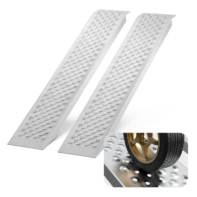 VEVOR Portable Loading Ramps, 2 Pcs 1200 x 215 mm, Durable Aluminum Shed Ramp Set with Anti-Slip Holes, Compact Design and Easy Storage, 399.2 kg Weight Capacity, for ATV, Tractors, Lawn Mowers, Carts