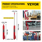 VEVOR Hydraulic Long Ram Jack, 8 Tons/17363 lbs Capacity, with Single Piston Pump and Clevis Base, Manual Cherry Picker with Handle, for Garage/Shop Cranes, Engine Lift Hoist, Red