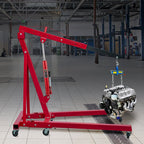 VEVOR Hydraulic Long Ram Jack, 3 Tons/6600 lbs Capacity, with Single Piston Pump and Clevis Base, Manual Cherry Picker with Handle, for Garage/Shop Cranes, Engine Lift Hoist, Red