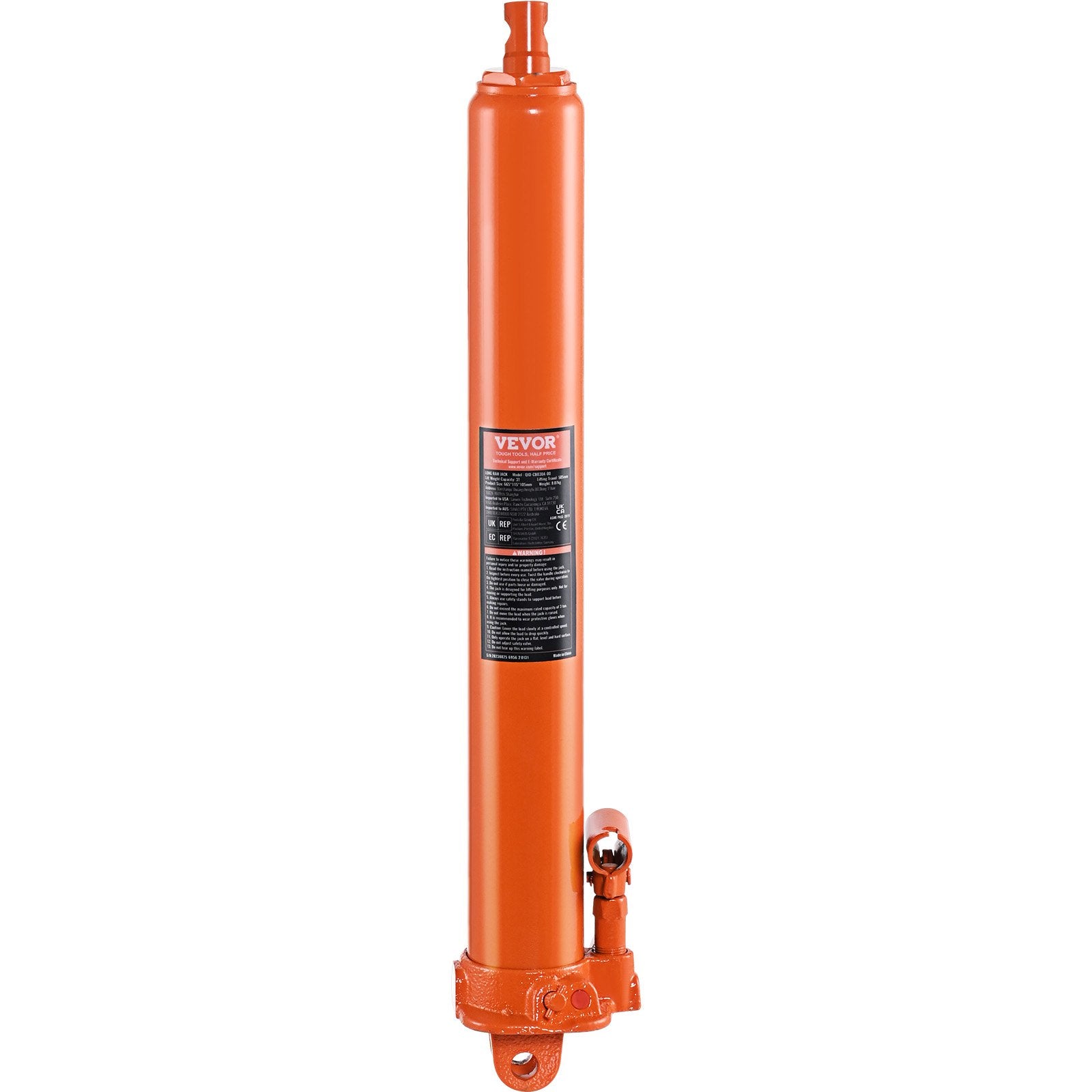 VEVOR Hydraulic Long Ram Jack, 3 Ton Engine Hoist Cylinder with Single Piston Pump And Clevis Base, Hydraulic Ram Cylinder for Engine Lift Hoists, Hydraulic Garage/Shop Cranes, Mechanical, Farm
