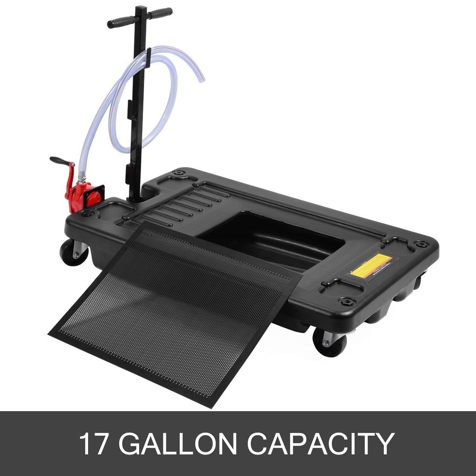 VEVOR Portable Oil Drain Pan with Pump 64L Oil Drain Pan 17 Gallon Low Profile Oil Drain Pan with 8' Hose for SUV Car and Trucks