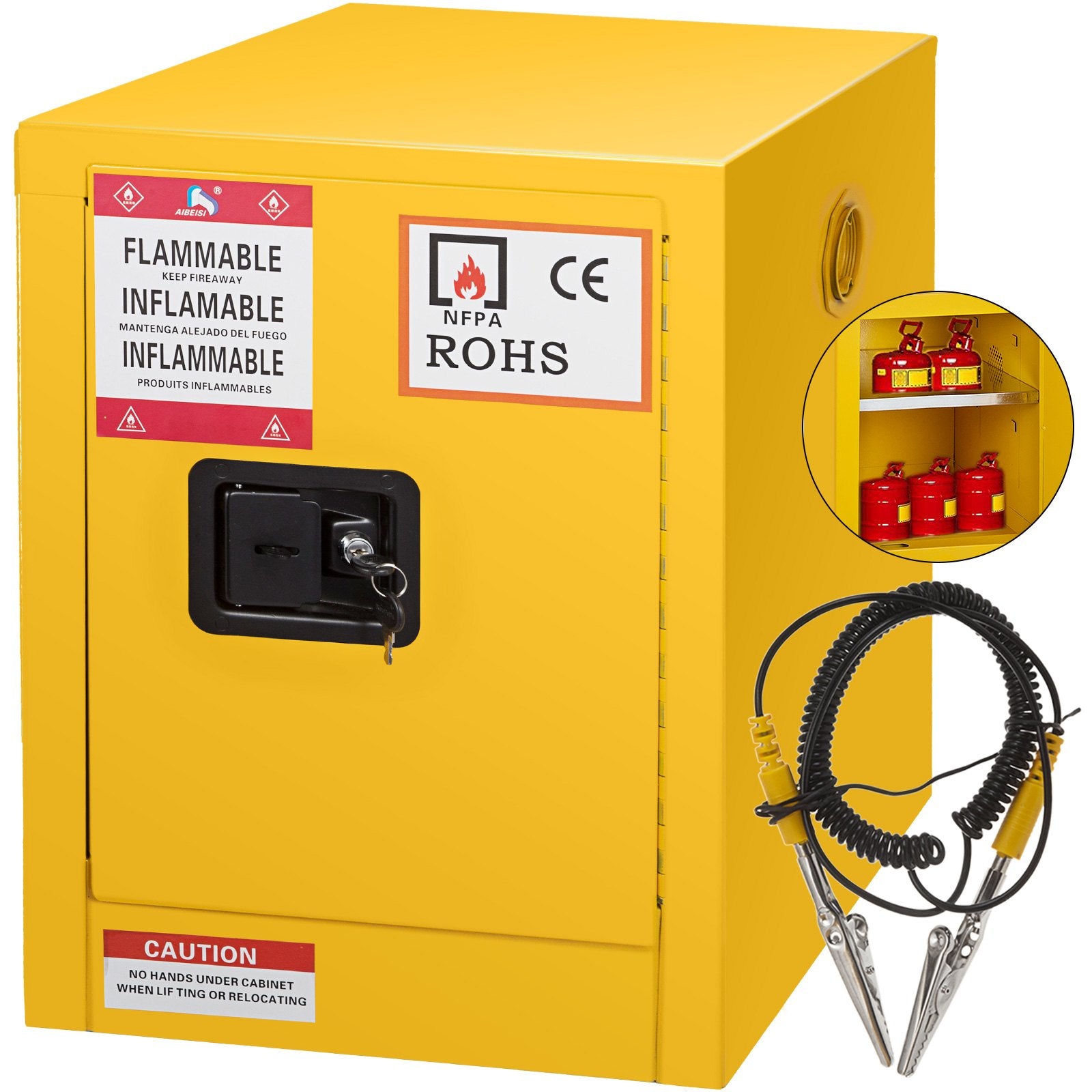VEVOR 41.6 L Safety Cabinet 42.9 x 42.9 x 46 cm Hazardous Hinges Manual Hot