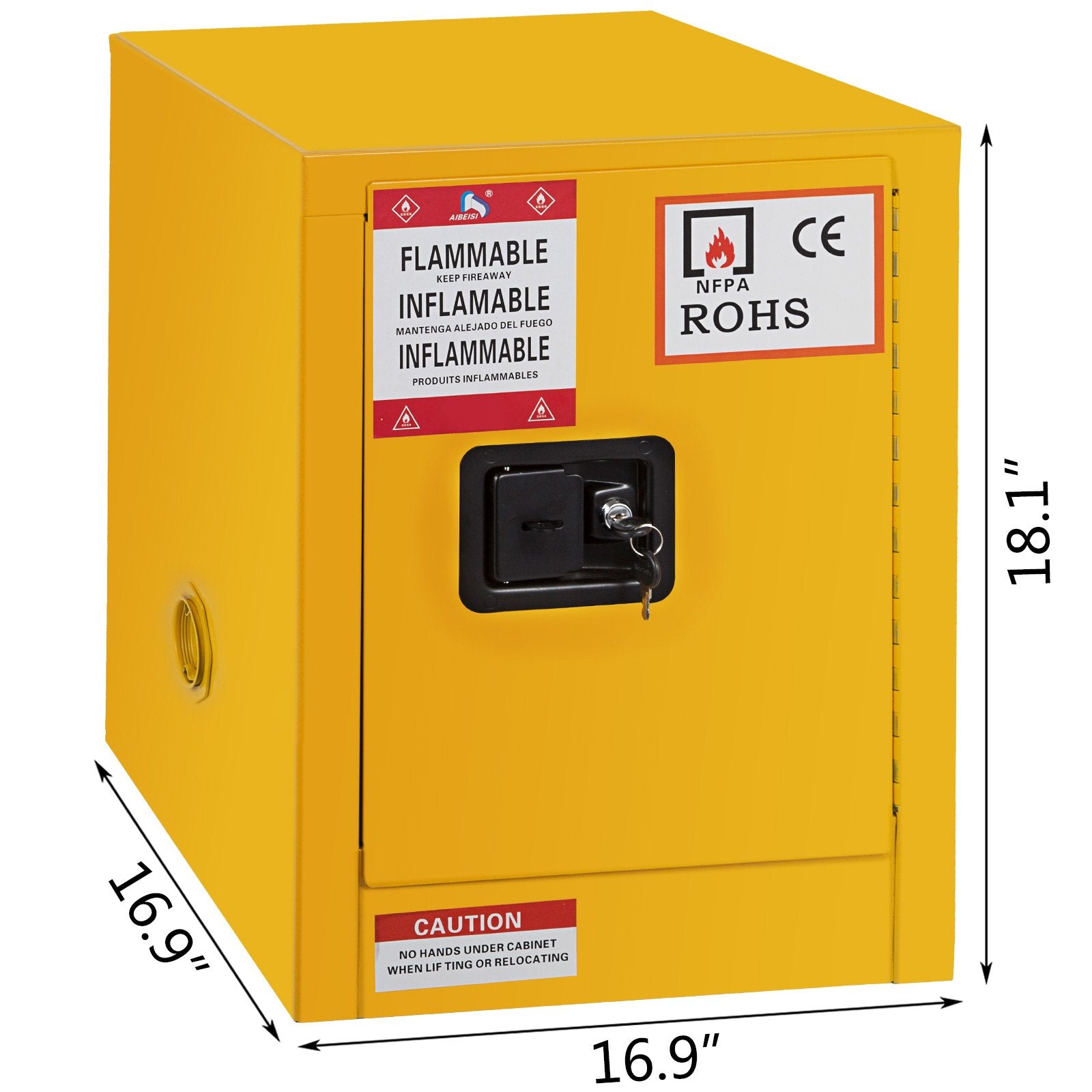 VEVOR 41.6 L Safety Cabinet 42.9 x 42.9 x 46 cm Hazardous Hinges Manual Hot