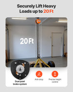 VEVOR Hand Chain Hoist, 1 Ton Capacity, Manual Chain Block with Upgrade G80 Galvanized Chain, 6 m Lifting Height, Heavy Duty Pulley Hoist for Garage Warehouse Automotive Machinery, Orange