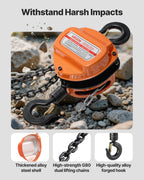 VEVOR Hand Chain Hoist, 1 Ton Capacity, Manual Chain Block with Upgrade G80 Galvanized Chain, 6 m Lifting Height, Heavy Duty Pulley Hoist for Garage Warehouse Automotive Machinery, Orange