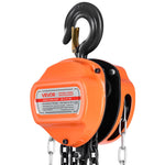 VEVOR Hand Chain Hoist, 2 Ton Capacity, Manual Chain Block with Upgrade G80 Galvanized Chain, 3 m Lifting Height, Heavy Duty Pulley Hoist for Garage Warehouse Automotive Machinery, Orange