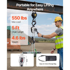VEVOR Manual Lever Chain Hoist, 1/4T 250KG Capacity Heavy Duty Come Along, 1.5M Lift G80 Alloy Steel Chain With Dual Pawl Mechanical Brake, 360° Rotating Hooks, for Warehouse Construction Garage