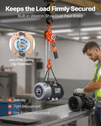 VEVOR Manual Lever Chain Hoist, 3/4T 750KG Capacity Heavy Duty Come Along, 3M Lift G80 Alloy Steel Chain With Dual Pawl Mechanical Brake, 360° Rotating Hooks, for Warehouse Construction Garage