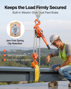 VEVOR Manual Lever Chain Hoist, 6T 6000KG Capacity Heavy Duty Come Along, 6M Lift G80 Alloy Steel Chain With Dual Pawl Mechanical Brake, 360° Rotating Hooks, for Warehouse Construction Garage