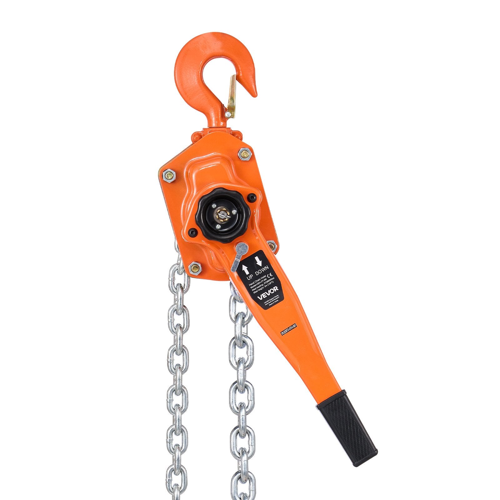 VEVOR Manual Lever Chain Hoist, 3T 3000KG Capacity Heavy Duty Come Along, 6M Lift G80 Alloy Steel Chain With Dual Pawl Mechanical Brake, 360° Rotating Hooks, for Warehouse Construction Garage