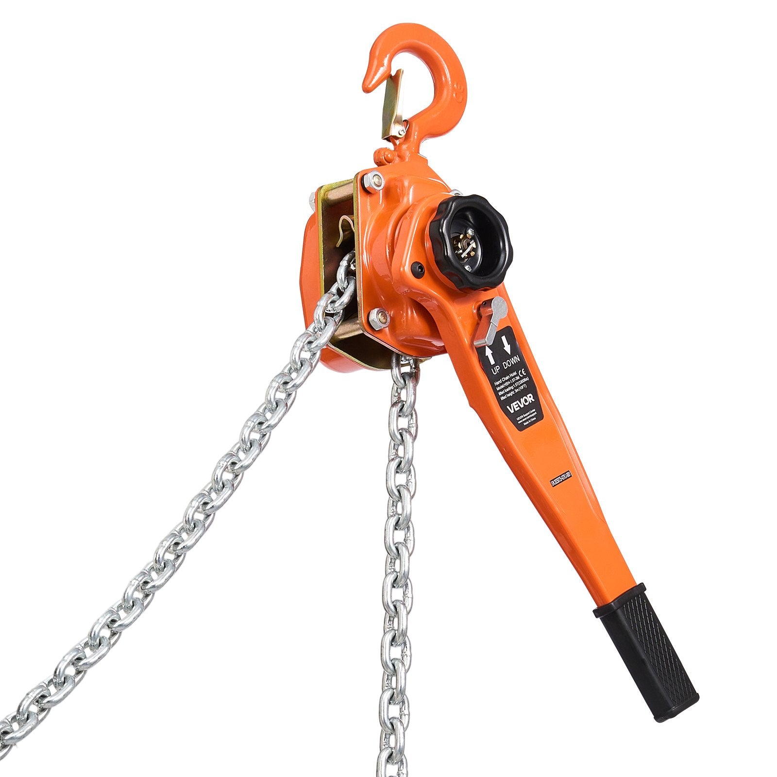 VEVOR Manual Lever Chain Hoist, 1-1/2T 1500KG Capacity Heavy Duty Come Along, 3M Lift G80 Alloy Steel Chain With Dual Pawl Mechanical Brake, 360° Rotating Hooks, for Warehouse Construction Garage
