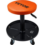 VEVOR Mechanic Stool, 113 kg Rolling Pneumatic Creeper Garage/Shop Seat, Adjustable Height 56 cm-71 cm Padded Rolling Workshop Stool with Tool Tray, for Garage, Shop, Auto Repair, Black+Orange