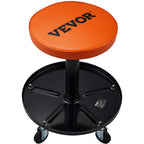 VEVOR Mechanic Stool, 113 kg Rolling Pneumatic Creeper Garage/Shop Seat, Adjustable Height 56 cm-71 cm Padded Rolling Workshop Stool with Tool Tray, for Garage, Shop, Auto Repair, Black+Orange