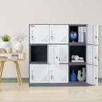 VEVOR Metal Locker for Employees, 9 Doors Storage Cabinet with Card Slot, Gray Steel Employee Lockers with Keys, 66lbs Loading Capacity office Storage Lockers for Office, Home, School, Gym